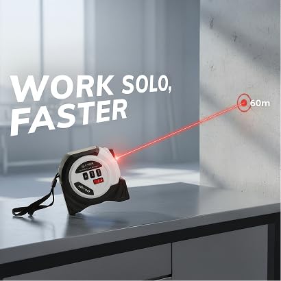 Cyber Measure Pro 3-in-1 Digital Tape Measure with Laser Measurement, Belt Clip & Screwdriver, Battery Powered (2X AAA) – Precision Measuring Tool for Home & Professional Use