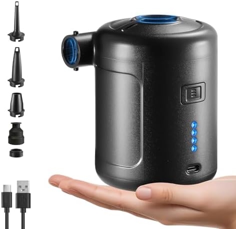 Portable Air Pump for Inflatables, Rechargeable Air Mattress Pump, 6000mAh | 400L/min Battery Powered Air Pump for Quick Inflate and Deflate of Air Beds, Pool Floats, Swim Rings and Vacuum Storage Bags