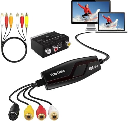 VHS to Digital Converter,Video Capture Card Device,VHS VCR Hi8 Mini DV to Mac Digital Converter,RCA to USB Video Converter for PC TV Tape Player Camcorder,MAC Windows Vista Compatible