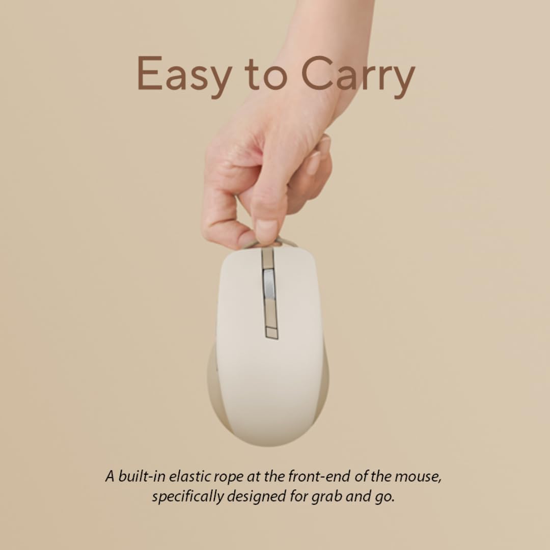 ASUS Wireless SmartO Mouse Silent Plus – Dual Mode (BT/2.4GHz), up to 3 Devices, Ergonomic, 4200 DPI, AA Battery Lasts up to 1 Year, Quiet Switches, Portable, for Productivity/Gaming - Oat Milk