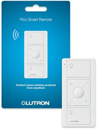 Lutron Pico Remote for Caseta Smart Dimmer Switch, 3-Button Control | Wireless remote w/ raise/lower and preset lighting level, for table top or wallmount use, PJ2-3BRL-WH-L01R, White
