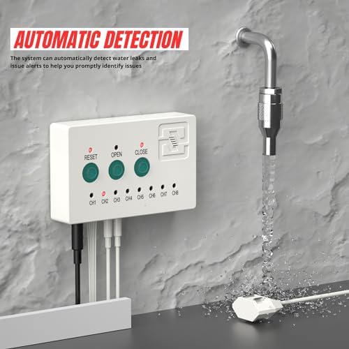 Water Leak Detector, Automatic Water Leak Alarm System, with 2X 3/4" NPT Shutoff Valves & 2 Sensors, Flood Prevention for Water Heater Laundry