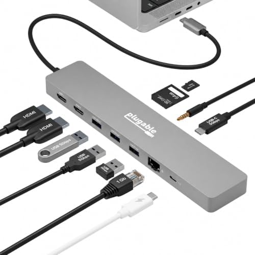 Plugable 11-in-1 USB-C Hub, 100W USB-C Pass-Through
