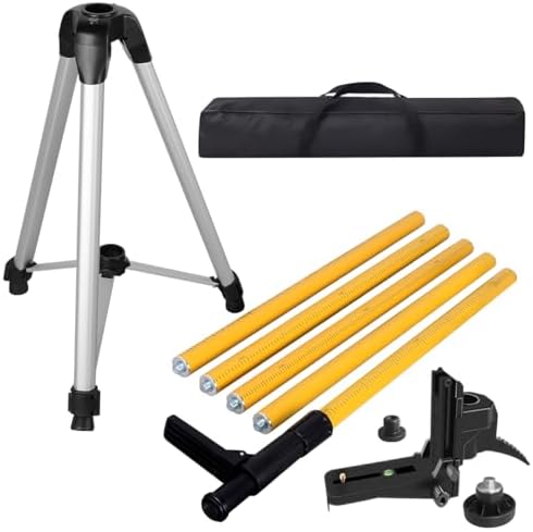 Takamine 12 Ft./3.7m Laser Level Telescoping Pole with Adjustable Tripod | 1/4-Inch by 20-Inch Laser Pole Mount,for Rotary and Line Lasers，Includes 5/8"-11 Adapter Nut