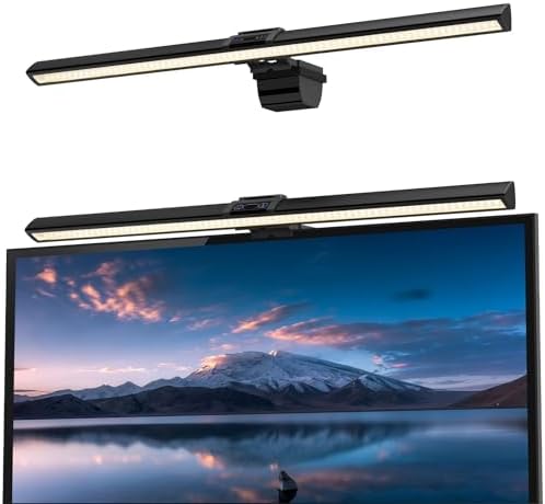 Computer Monitor Lamp 16“, Hand-Sweep Sensor Function, LED Screen Monitor Lamp for Eye Caring, 5 Adjustable Brightness & 5 Color Temperature, Touch Control USB Powered Screen Bar for Desk & Office