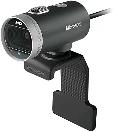 Microsoft LifeCam Cinema 720p HD Webcam with Built-In Noise-Cancelling Microphone, Light Correction, USB Connectivity, for Video Calling on Teams/Zoom, Compatible with Windows 8/10/11/Mac