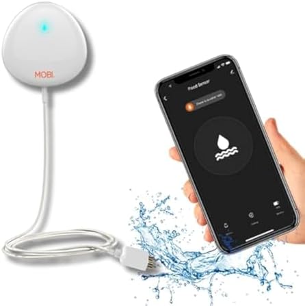 MOBI Smart WiFi Water Leak Detector, App Alerts, Flood Sensor Alarm with 48” Extension Probe, No Hub Required, 24/7 Monitoring for Basement, Kitchen, Bathroom