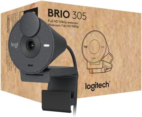 Logitech Brio 305 Full HD 1080P Business Webcam with Privacy Shutter | Privacy shutter, Mono, Zoom, Microsoft Teams, Google Meet, Nintendo Switch 2 New GameChat Mode, Auto light correction