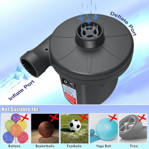 Quick-Fill Electric Air Pump with 3 Nozzles | 2 in 1 Inflator Deflator, Inflatables Pool Float Toys, Indoor Use & Outdoor Camping, AC 110V-120V