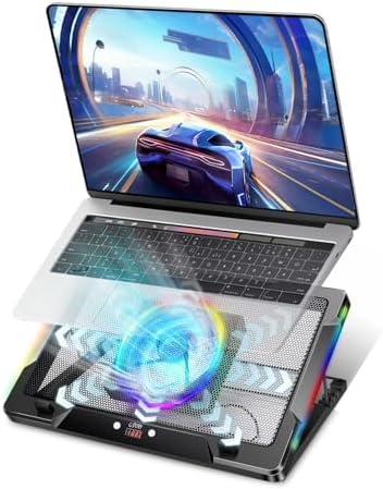 G-STORY Laptop Cooling Pad, RGB Movable Fan Auto Speed Adjust Fit 12-17.3"