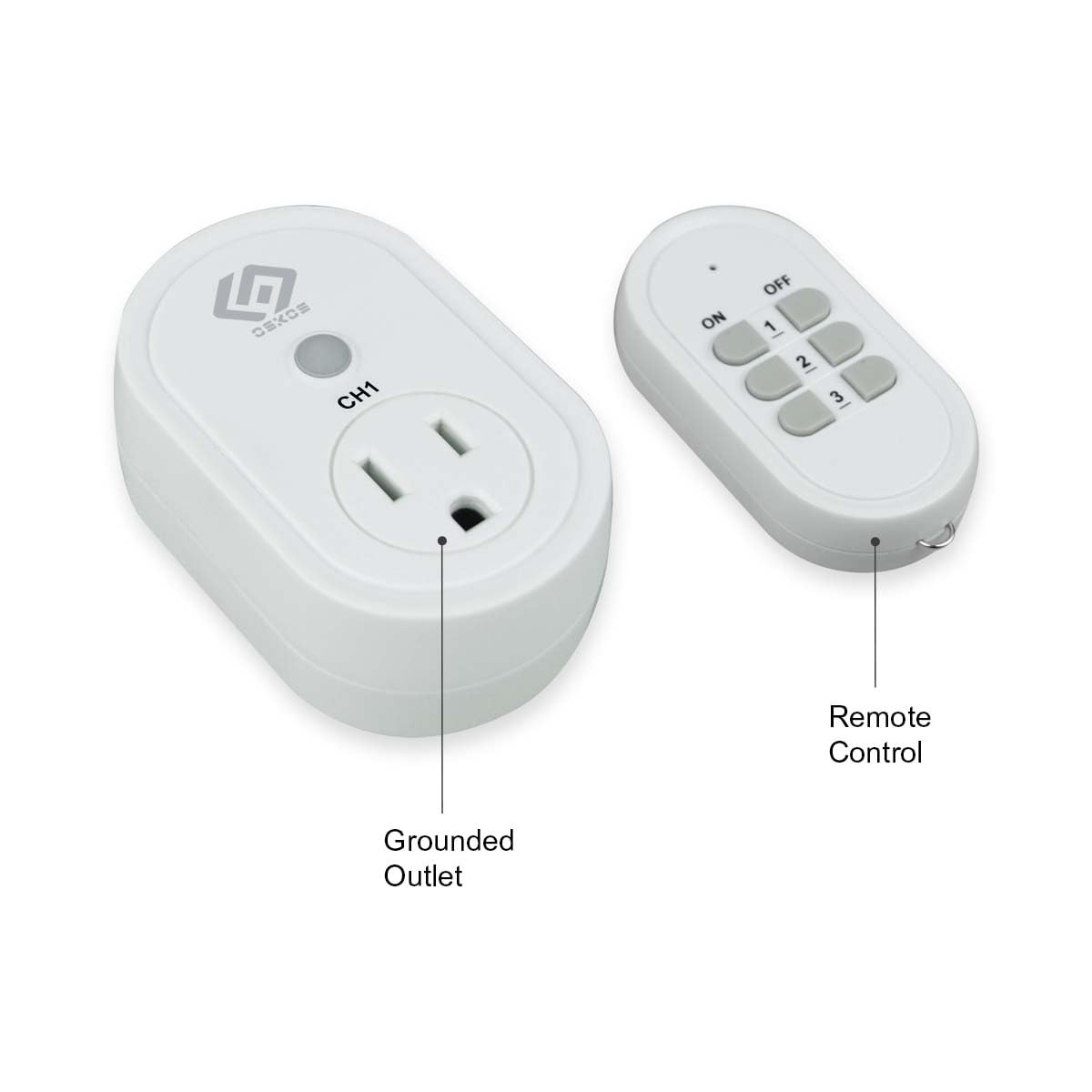 OSKOS Indoor Wireless Remote Control Outlets – 100-Foot RF Range, 3 Receivers & 1 Remote, Expandable Remote Light Switch for Household Appliances, Battery Included, 15A/1/2HP, UL Listed