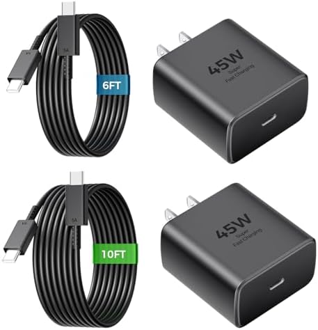 45W USB C Super Fast Charger Type C Charger Fast Charging Android Phone Charger Block with 10FT&6FT Type C Charging Cable for Samsung Galaxy S26 Ultra/S26/S26+/S25/S24/S23/S22/S21+/iPhone 17/16/15