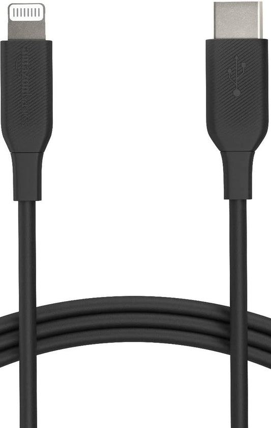 Amazon Basics USB-C to Lightning Cable, Apple MFi Certified, Power Delivery, Data Transfer, 3 Feet, Black