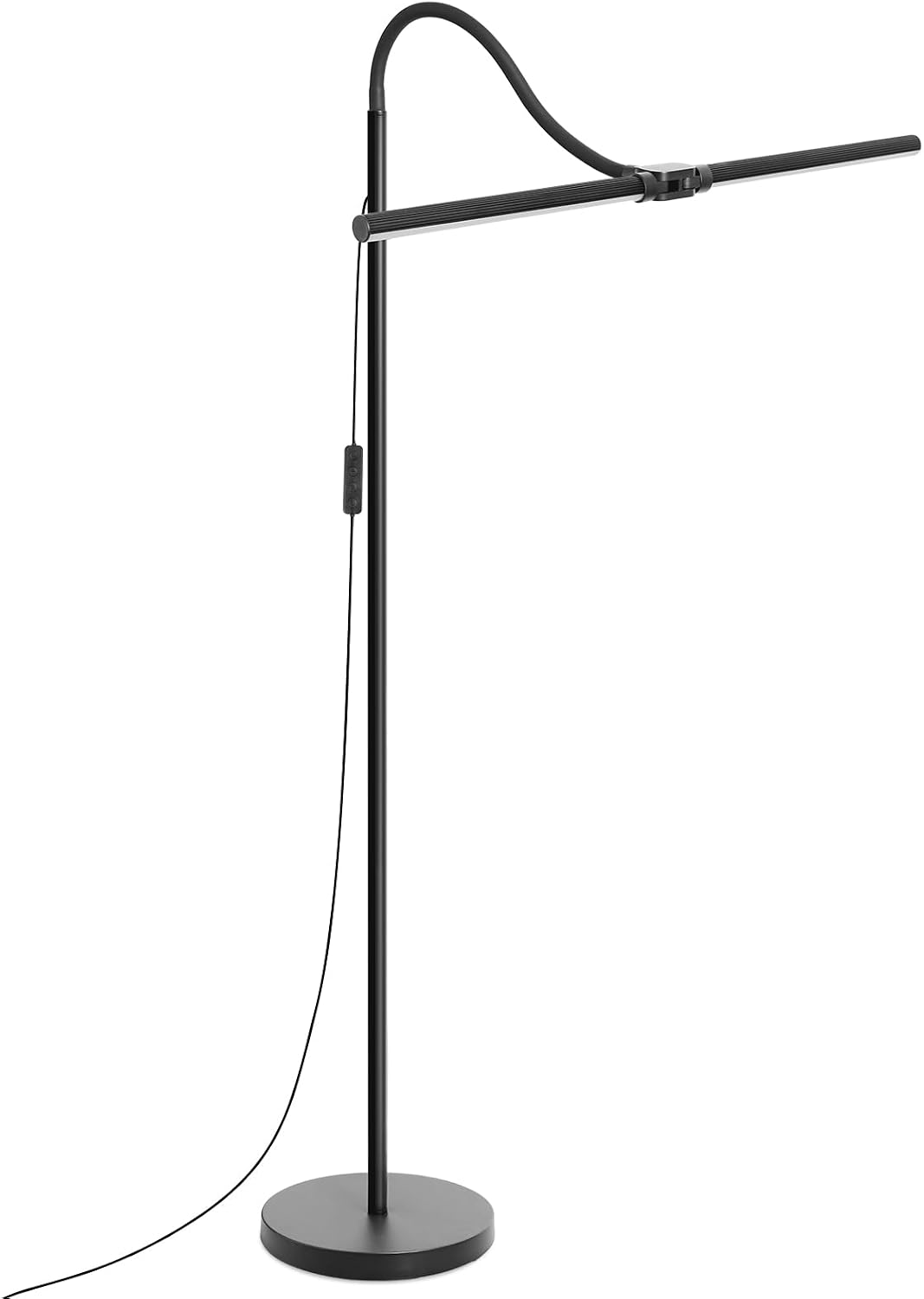 LED Floor Lamp, 18W/2000LM Bright Reading Floor Lamp for Office with Double Head, Adjustable Gooseneck Dimmable Modern Standing Light for Lash Extension Craft, Eye Caring Floor Lamps for Living Room