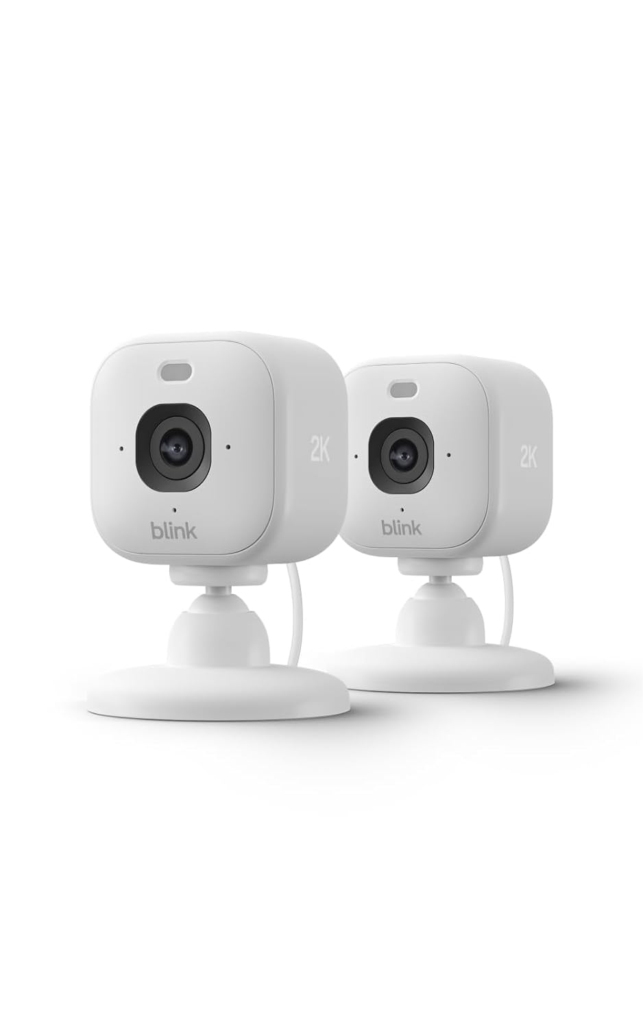 Blink Mini 2K+ (newest model) – Plug-in Home &amp; Pet Indoor Security Camera with 2K video resolution, night vision, enhanced audio, motion detection – 2 cameras (White)