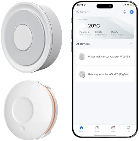 Zigbee 3.0 Water Leak Detection Starter Kit - 1 Water Leak Sensor & Zigbee Hub, Instant Alerts, 24/7 Protection, Compatible with Alexa, Google Assistant, HomeKit, and Tuya Smart Devices