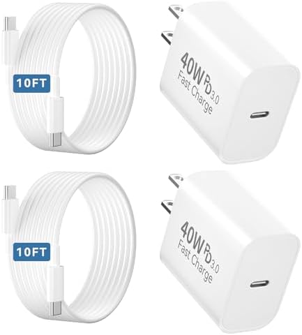 iPhone 17 Pro Max Charger Fast Charging, 40W USB C Fast Phone Charger with 10 FT Long Type C Charging Cable Cord for iPhone 17 Pro Max/17 Pro/Air/17/16/16Pro/16ProMax/Plus/15/S24/S25