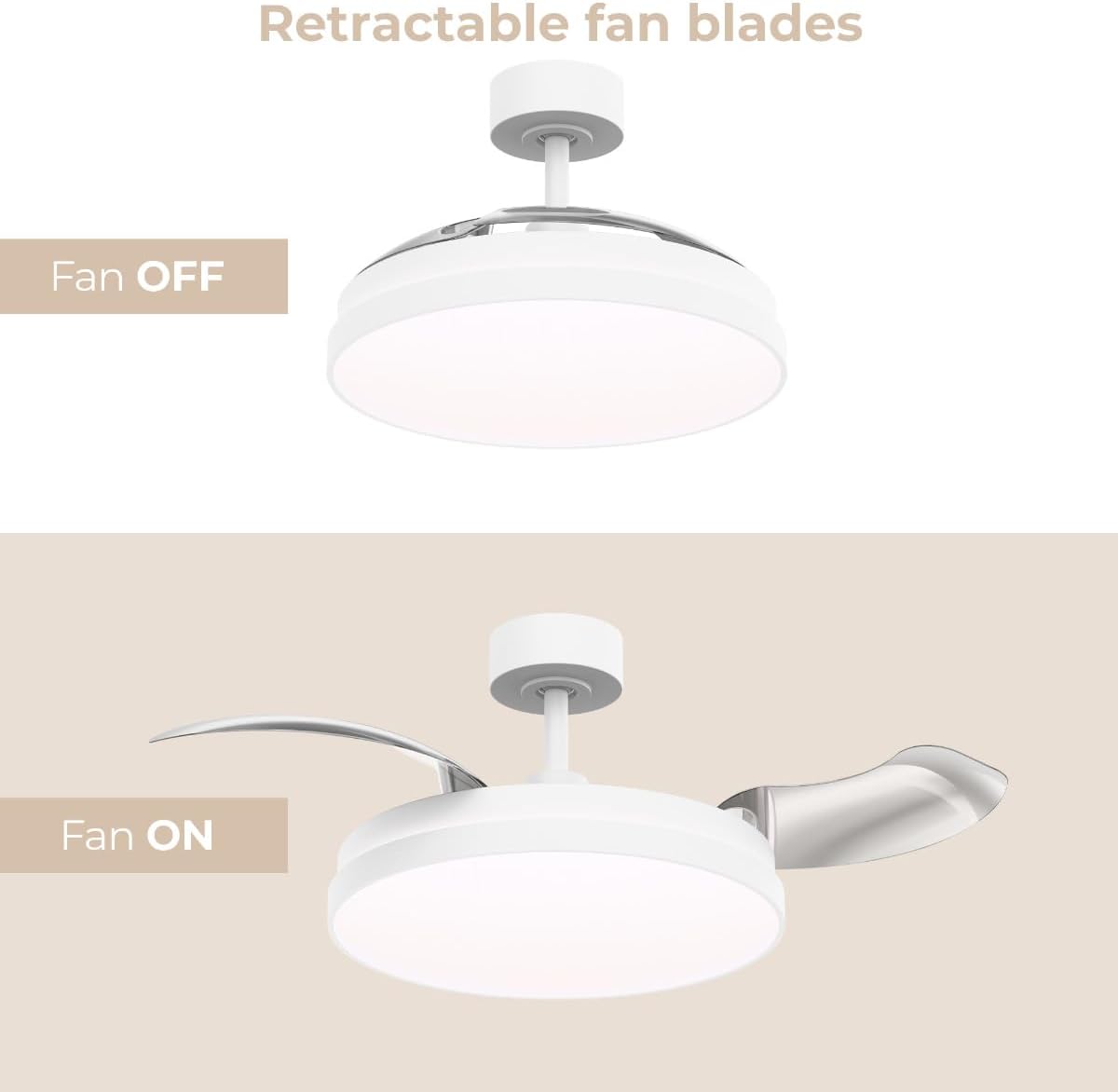 Loft 41in 3-Blade Smart Fandelier Semi-Flush Mount with 2700K-6000K LED Light Kit and Remote Control in White Works with iOS or Android App