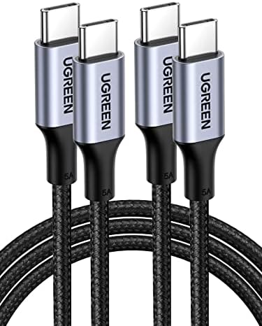 UGREEN 100W USB C to USB C Cable, Fast Charging, 2-Pack, 1.6ft, Black | For iPhone 17/16/15, MacBook Pro/Air, iPad Pro/Air/Mini, Galaxy S26/S25/S24, XPS, Pixel, Switch. Built-in E-marker chip