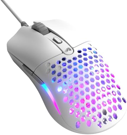 GLORIOUS Model O Eternal Ultralight RGB Gaming Mouse - Wired - 55g Lightweight - Customizable RGB Lighting - 6 Programmable Buttons - Symmetrical Design - 12K DPI Optical Sensor - PC/Mac - White