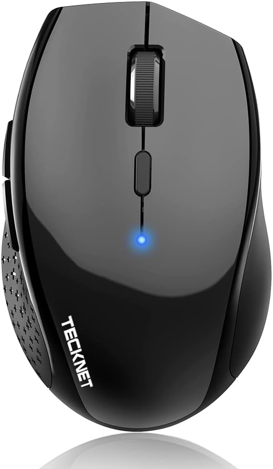 TECKNET Bluetooth Mouse, Wireless Silent 6 Buttons 2-Yr Battery, Black | BT 5.0/3.0, 6-Level DPI to 4800, Wide OS Compatible, Ergonomic for M/L Hands, Extended Battery