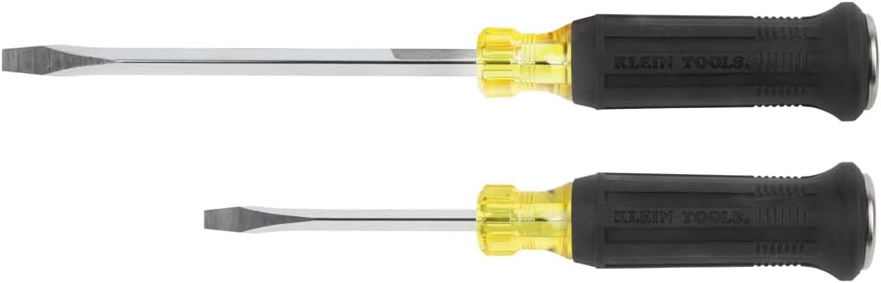 Klein Tools 85442DD Screwdriver Set, Demolition Screwdriver, 1/4-Inch and 5/16-Inch Keystone Tips with Plated Metal Strike Cap, 2-Piece