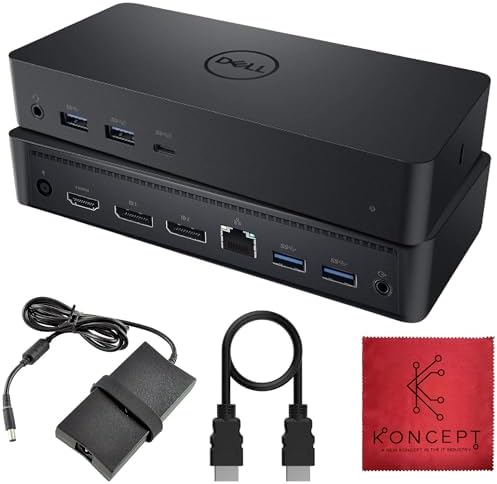 D6000 Dell Docking Station Dual Monitor with USB 3.0 & USB C - Universal Dock with 130W & HDMI Cable (Renewed)
