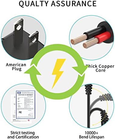 15V 3A Power Supply Adapter Charger Switching Converter Adapter, (Input AC 100V-240V, Output DC 15 Volt 3 Amp 45 Watt), Round Barrel Plug 5.5mm x 2.1mm & 2.5mm Tip Center Positive - 3.3ft Long Cord