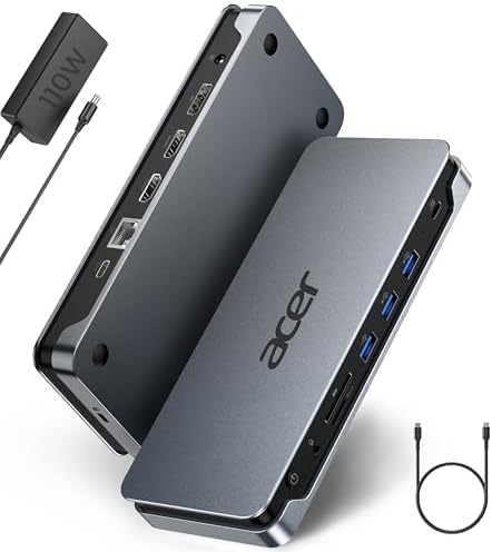Acer 13-in-1 Laptop Docking Station, USB-C 3 Display Docking (2 HDMI+1 DP)
