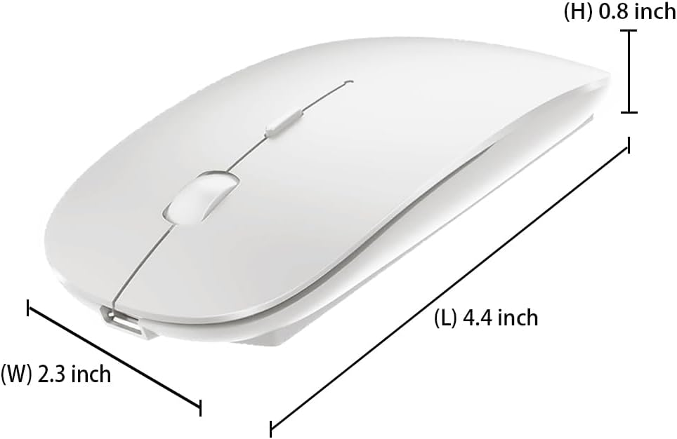 KLO Rechargeable Bluetooth 5.2/3.0/Type-C/USB-2.4G Mouse for MacBook/MacBook air/Pro/iPad, Wireless Mouse for Laptop/Notebook/pc/iPad/Chromebook (White)