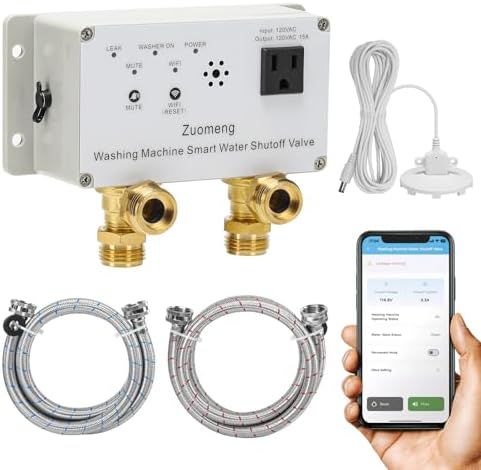 WiFi Smart Water Shutoff Valve with Leak Sensor, 3/4" Brass Valve & Extra Hose, Effortless Remote Control and Real-Time Water Leak Alerts via App, White