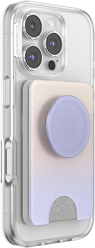 PopSockets Phone Wallet for MagSafe, Phone Card Holder with Grip, Cute - Metallic Morning Haze