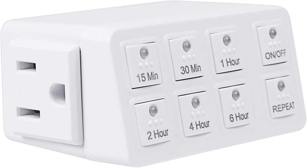 BN-LINK Indoor Countdown Timer with Repeat Function, 3-Prong Outlet Timer