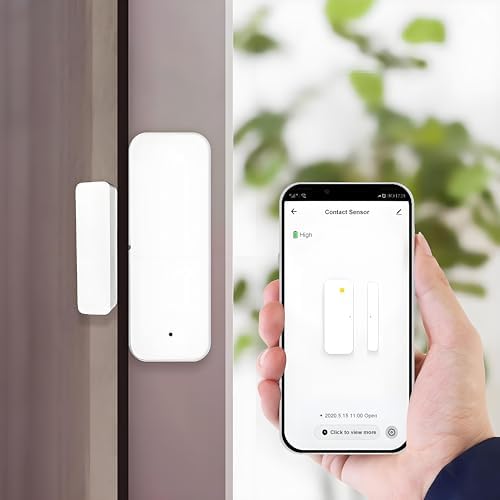 UHPPOTE Smart Door Window Contact Sensor 2.4GHz WiFi Wireless Detector | Tuya App Notification, No Hub Required, Compatible with Alexa Google Assistant
