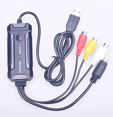 USB 2.0 Video Capture Card, VHS to Digital Converter, Audio Video Grabber for Windows10/11, Mac, Digitize VHS Tapes, Hi8, VCR, Camcorder, DVD, Gaming, with RCA/S-Video to USB Adapter