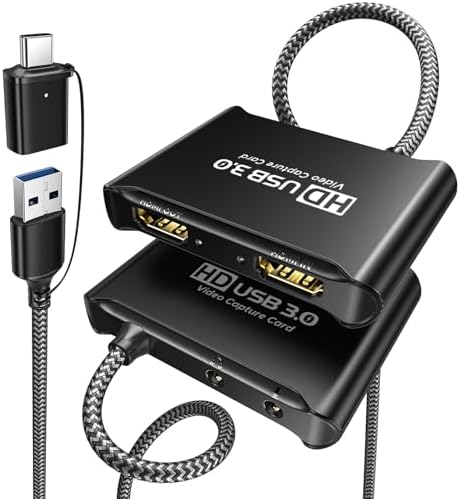 ByteWave USB 3.0 HDMI Video Capture Card, 4K Passthrough, HD 1080P60 Output | Metalshell, Plug & Play, HDMI to USB C Audio Video Game Capture Device for Streaming, Cam Link for Switch2/PS5/Xbox/PC/OBS