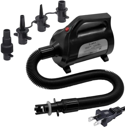 Electric Air Pump 120V for Inflatable Towable Tube/Boat/Air Mattress/Swim Ring/Pool Toy/Snorkel/Water Sports with 5 Valve Adapters