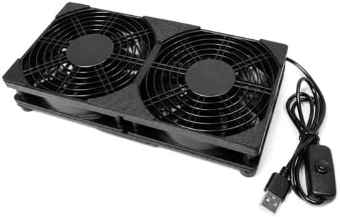 240mm Dual USB Cooling Fan, 2 x 120mm 5V USB Powered Cooling Fans with Inline On/Off Switch, Quiet Fan for Router, TV Box, Receiver, DVR, Laptop, AV Cabinet and Electronics