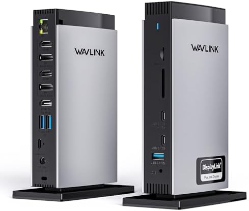 WAVLINK USB C Docking Station with 3 HDMI, 15 in 1 Laptop Dock Triple Monitor 4K+Dual 2K, 100W Charging for M1 M2 M3 Mac and Windows, 5 USB Ports, 2DP, 1Gbps Ethernet Port, Audio/Mic, SD/TF