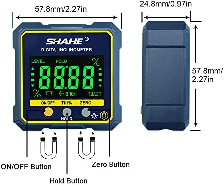 SHAHE Digital Angle Gauge Magnetic Protractor Inclinometer Level Angle Finder Angle Cube Level Box with Magnetic Base and Backlight