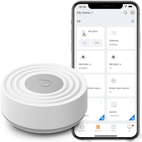 BroadLink Smart Water Leak Sensor – Wireless Flood Detector with App Alerts, Low Battery & Tamper Notifications, Requires BroadLink Hub, for Basement, Bathroom, Kitchen, Laundry Room