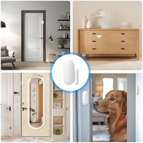 WiFi Door Window Sensor,Smart Door Open/Closed Detector with App Alert,Wireless Entry Detector Sensor Alarm for Home Security Long Battery Life