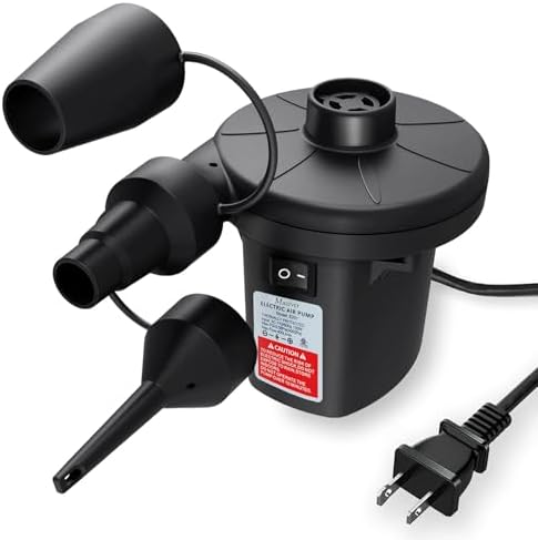 Quick-Fill Electric Air Pump with 3 Nozzles | 2 in 1 Inflator Deflator, Inflatables Pool Float Toys, Indoor Use & Outdoor Camping, AC 110V-120V
