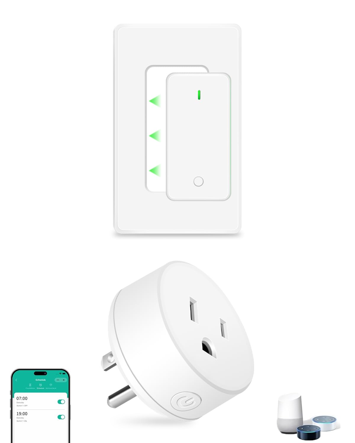 NineLeaf WiFi Smart Plug Remote,Wireless Remote Outlet with Decor Switch