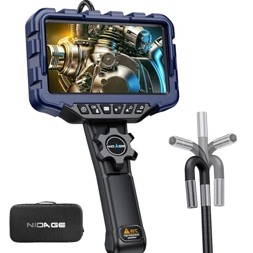 7" IPS Borescope, 1080P HD Articulating Endoscope Camera with Light | 0.24in Inspection Borescope, Wide Angle lens, IP67 Waterproof, 32GB Card, Carrying Case, for Automotive, Wall, Mechanics Tool