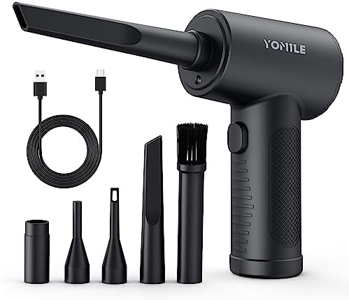 Compressed air Duster, Yomile 2 in 1 120000RPM Cordless Air Duster with 7600mAh Battery Dust Blower for Keyboard Cleaner,Rechargeable Air Blower