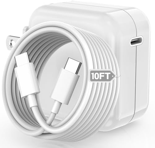 Mac Book Pro Charger - USB C Charger Fast Charger Power Adapter for USB C Port MacBook Pro/ MacBook Air 16 15 14 13 inch, New iPad Pro and All USB C Device, Included 10FT Long USB C to C Charger Cable