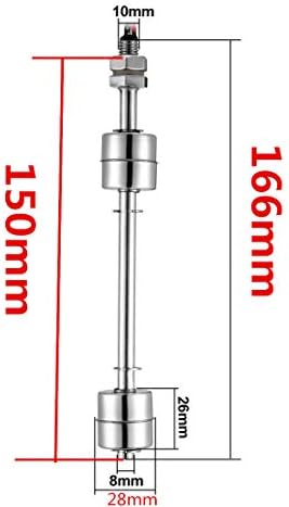 Wired Water Liquid Level Sensor Dual Ball Stainless Steel Float Switch Silver Tone (150mm-S)