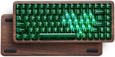 Womier 75% Mechanical Keyboard Wireless with QMK/VIA, WD75 V2 Wood Gaming Keyboard 8000mAh Battery, Tri-Mode Custom Key Board RGB Hot Swappable with Translucent Clear Keycaps-POM Linear Switch