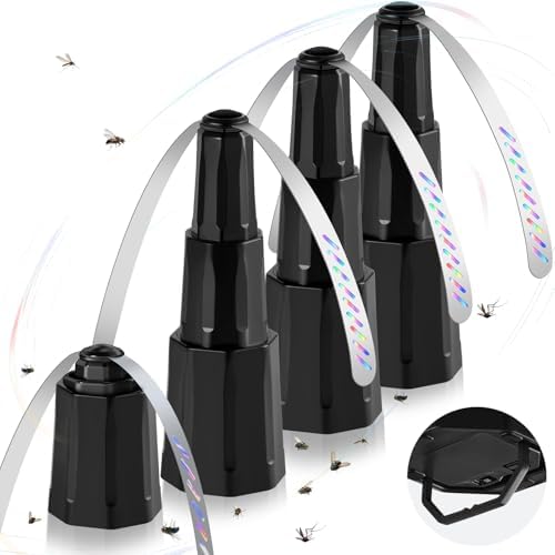 Fly Fans for Tables, Bug Fans with Holographic Blades 4 Pack | Battery Operated Fly Repellent Fan, Keep Flies Away from Picnic, BBQ, Restaurant, Party, Indoor and Outdoor